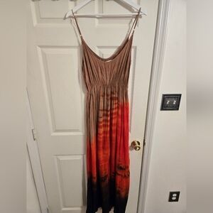 Moon & Sky Brown, Orange And Black Ombre Strappy Maxi Dress Size Medium
